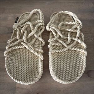 Gurkee’s Handmade Rope Sandals Natural Cream USA Boho Strappy Woven